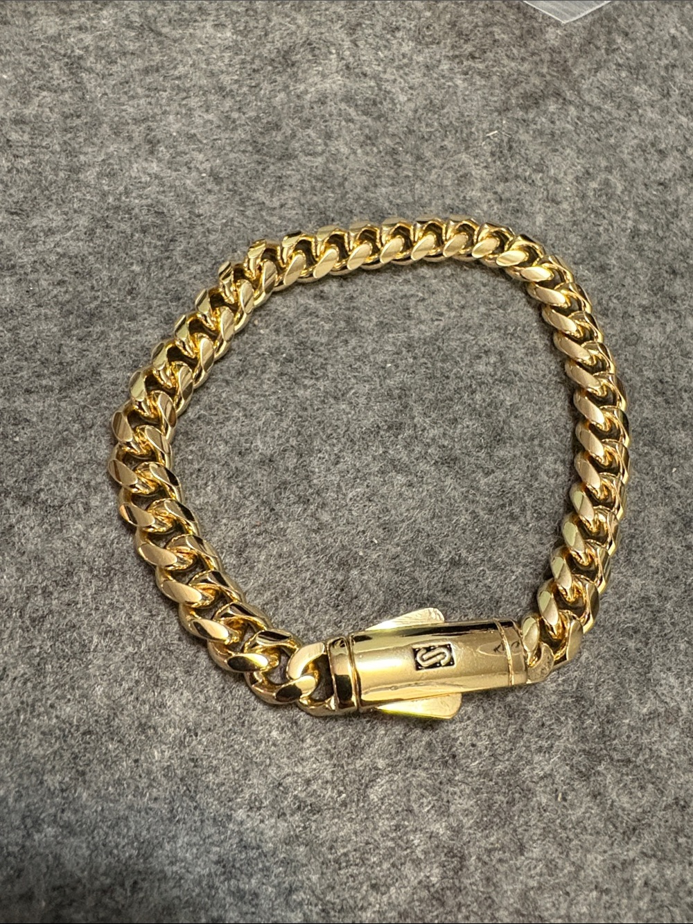 Gold Filled Monaco Cuban Bracelet with Box Lock, Stamped